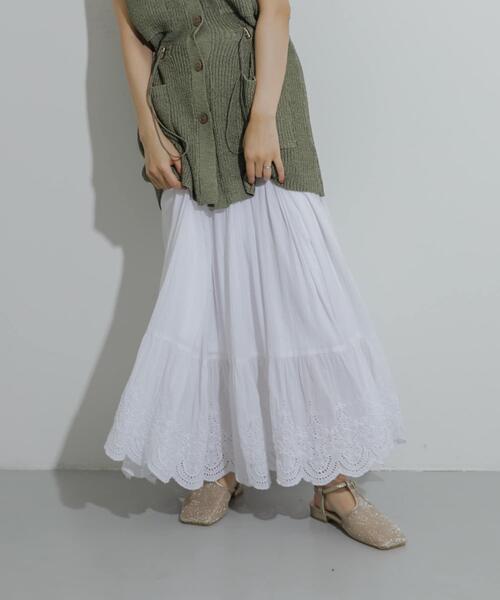 SENSE OF PLACE by URBAN RESEARCH ロング スカート スカラップレース
