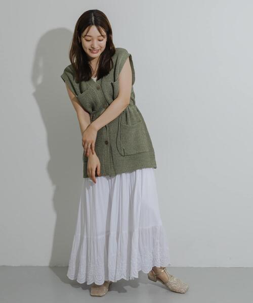 SENSE OF PLACE by URBAN RESEARCH ロング スカート スカラップレース