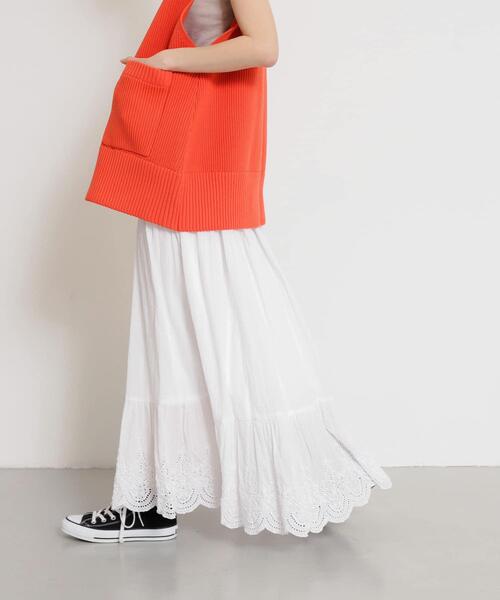 SENSE OF PLACE by URBAN RESEARCH ロング スカート スカラップレース