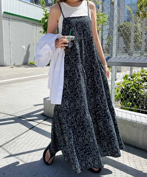 Emmi プリントティアードロングワンピース小花柄　シアー　F 2600023_4.jpg