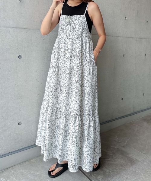 ANME ワンピース フラワープリントティアードキャミワンピース 