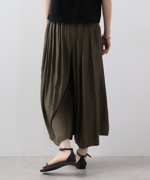 ワイドパンツ パンツ A.N.L 割繊糸ラップギャザーパンツ レディース