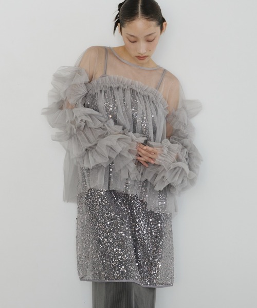 ANDRESD ドレス デコラティブチュールトップス / decorative tulle