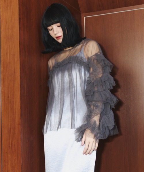 ANDRESD ドレス デコラティブチュールトップス / decorative tulle