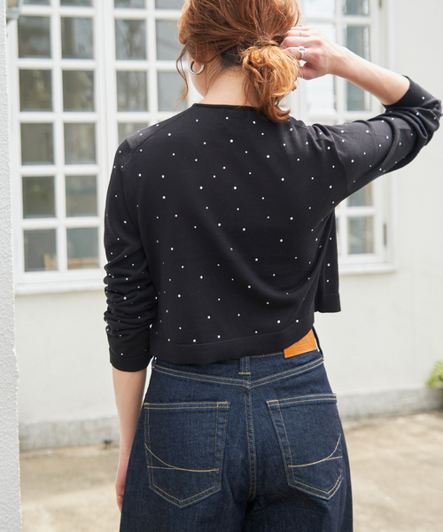 Spick＆Span カーディガン ビジューニットショートカーディガン  