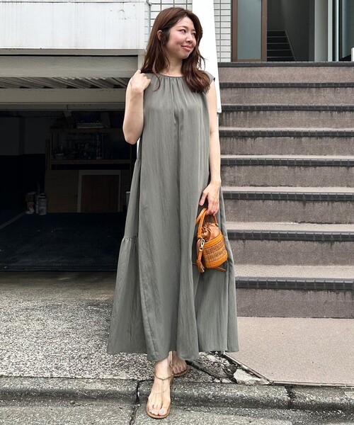 UNFILO ワンピース 「洗える」ワッシャ―ティア―ドワンピース