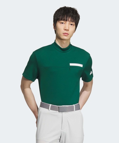 adidas ポロシャツ チェストポケット付き モックネック 半袖