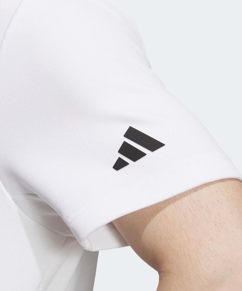 adidas 半袖アディダス オリジナルスゴルフ2025ポロシャツ　アイボリー adidas ポロシャツ チェストポケット付き モックネック 半袖