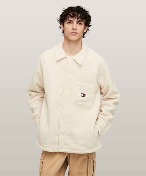 テディバッジオーバーシャツ TOMMY JEANS コート ジャケット バッジテディオーバーシャツ