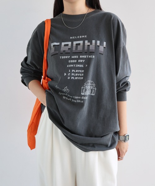 ANME tシャツ CRONYロゴプリント長袖Tシャツ レディース メンズ