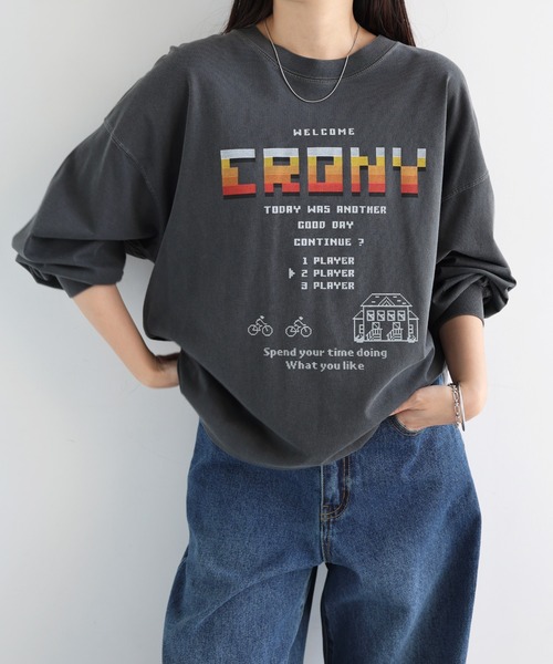 ANME tシャツ CRONYロゴプリント長袖Tシャツ レディース メンズ