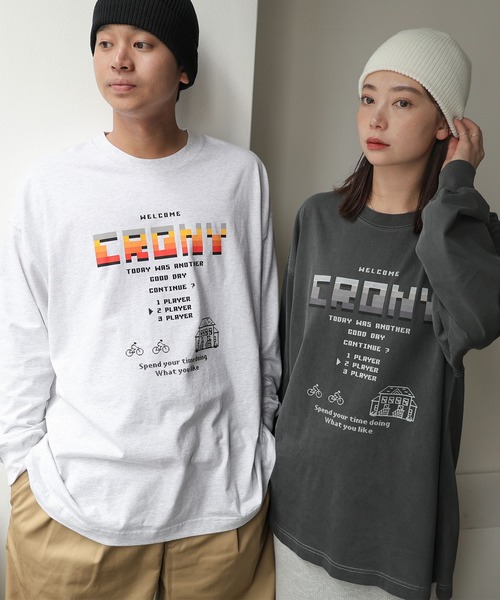 ANME tシャツ CRONYロゴプリント長袖Tシャツ レディース メンズ