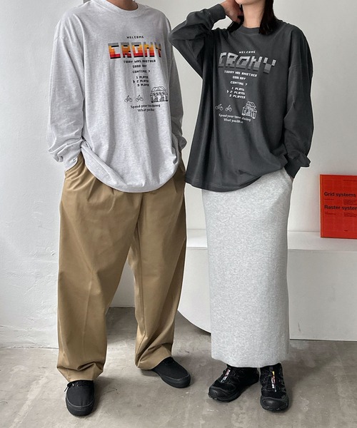 ANME tシャツ CRONYロゴプリント長袖Tシャツ レディース メンズ