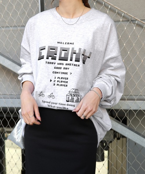 ANME tシャツ CRONYロゴプリント長袖Tシャツ レディース メンズ