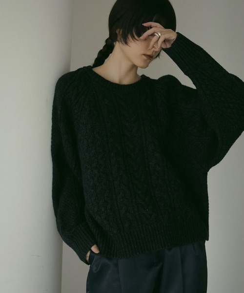 MANOF SHOULDER TUCK CABLE KNIT ケーブルニット MANOF/マノフ/SHOULDER TUCK CABLE KNIT | L.H.P（エルエイチピー
