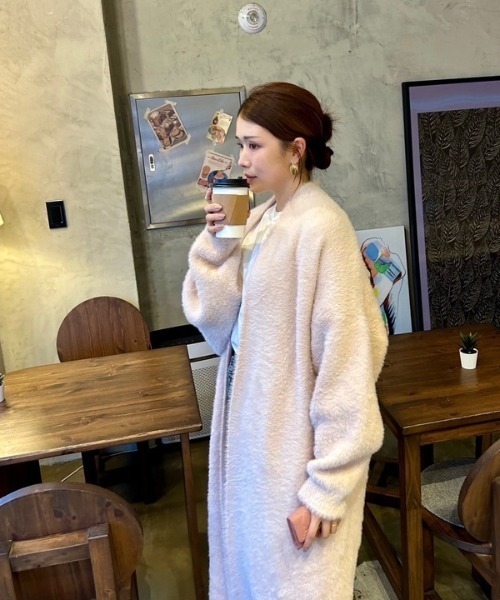 ニット セーター ipugo/イプゴ シャギーロングニットコート レディース