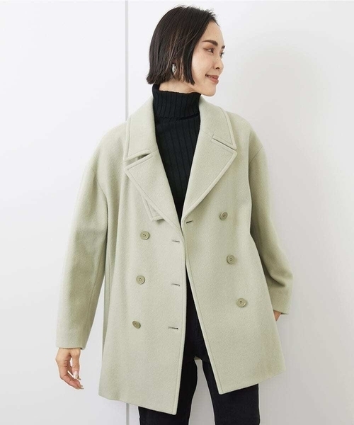 ミッシェルクラン ウールピーコート 美品 48サイズ MICHEL KLEIN ピーコート pコート Super100ウールビーバーP