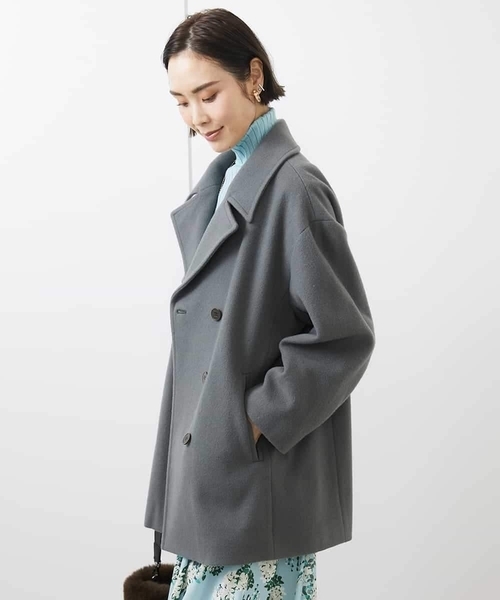 ミッシェルクラン ウールピーコート 美品 48サイズ MICHEL KLEIN ピーコート pコート Super100ウールビーバーP
