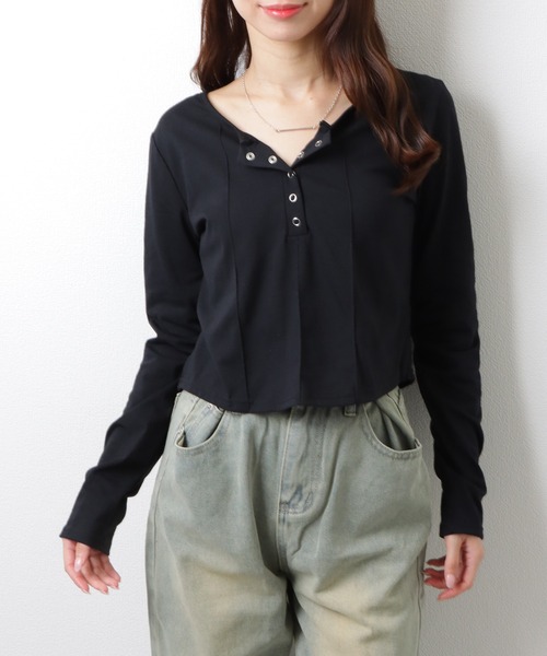 Lace Ladies（レースレディース） tシャツ ソリッドカラー ヘンリー