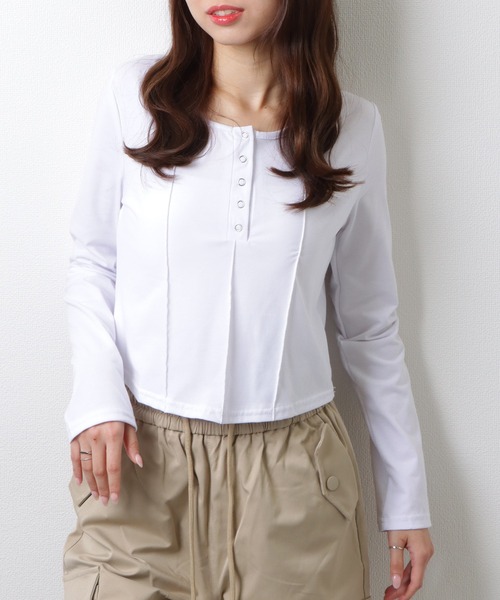 Lace Ladies（レースレディース） tシャツ ソリッドカラー ヘンリー