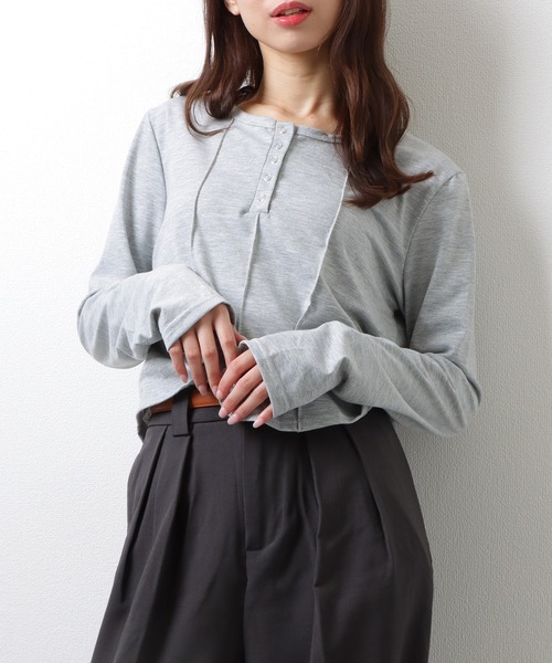 Lace Ladies（レースレディース） tシャツ ソリッドカラー ヘンリー