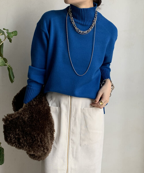 希少✨美品 ドゥロワー 変形サイドスリット タートルニット カシミヤ