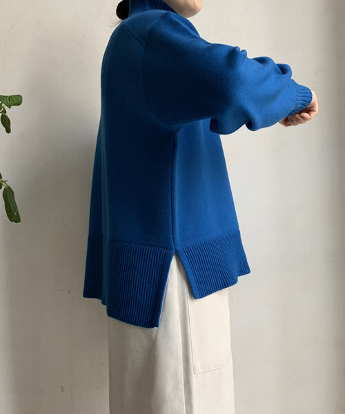 美品✨ドゥロワー　カシミヤ　サイドスリット　変形　タートルニット　リブ　2 M 18G カシミヤシルクリブタートルニット