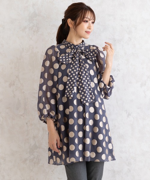 Rose Tiara（ローズティアラ） ブラウス シャツ オパールドットリボン