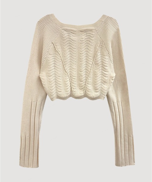 VIAVANDA CUTTING KNIT Cardigan カーディガン 白