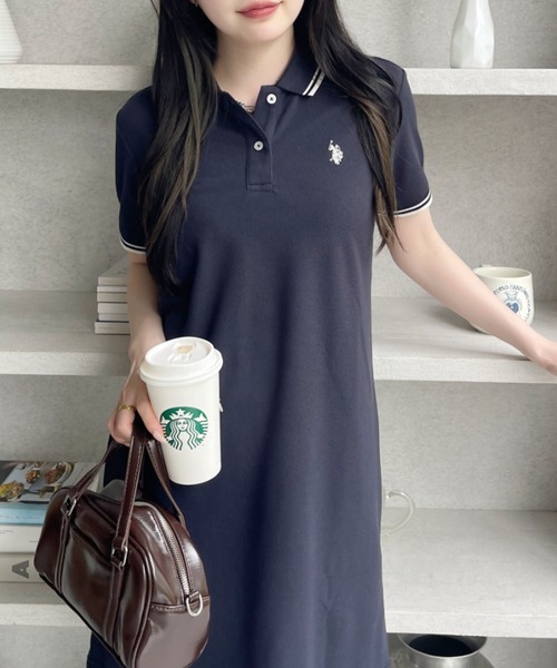 大人気 【PATOU】Logo cotton polo dress ミニ丈 ワンピース Patou | Knit polo midi dress in organic cotton