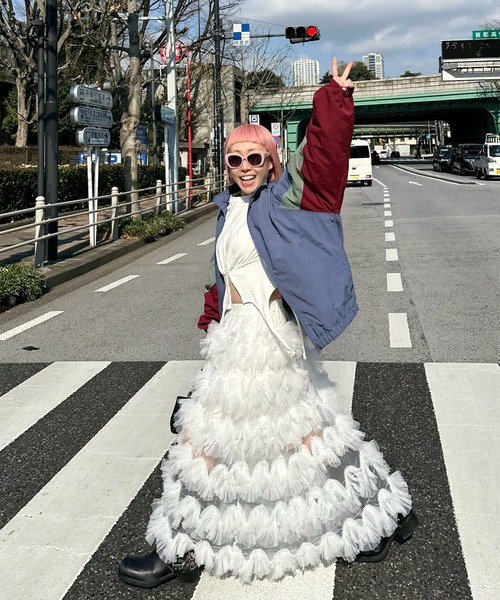 Shury スカート CLANE 正規商品 スカート クラネ シアー スイッチング