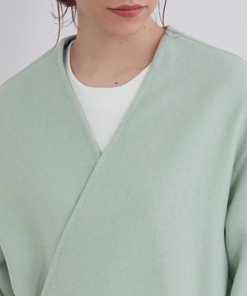 「MADEMOISELLE ROPE'」 ノーカラーコート 36 ベージュ レディース_画像9