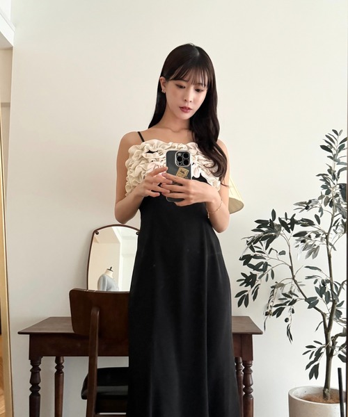 deicy デイシー チェリードットフリル ワンピース ロング DEICY（デイシー） ワンピース フリルキャミワンピース : ZOZOTOWN