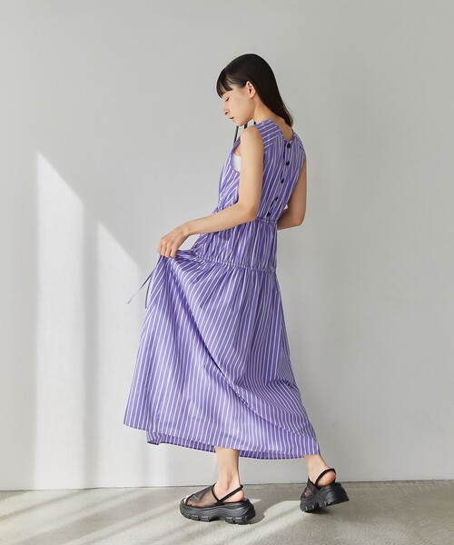 ＜EMMEL REFINES＞ギャザー ストライプ 2WAY ワンピース EMMEL REFINES ワンピース 「EMMEL REFINES」EM ティアード