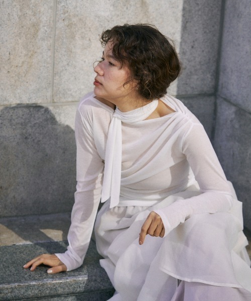 トップス drape design tops NOTREemor NOTRE emor tシャツ drape design sheer top レディース