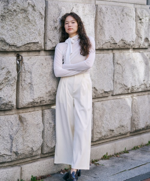 トップス Notre emoir / drape design tops NOTRE emor tシャツ drape design sheer top レディース