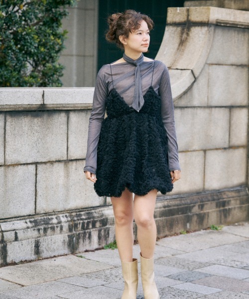 トップス Notre emoir / drape design tops NOTRE emor tシャツ drape design sheer top レディース