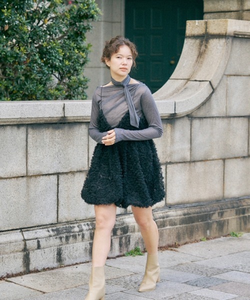 notre emor drape design tops チャコール RESTOCK- 多くのお客様から再販のご要望をいただき、 drape