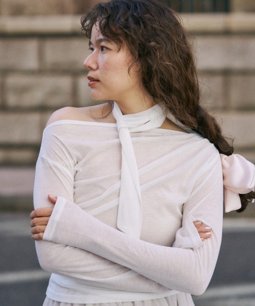 トップス drape design tops NOTREemor NOTRE emor tシャツ drape design sheer top レディース