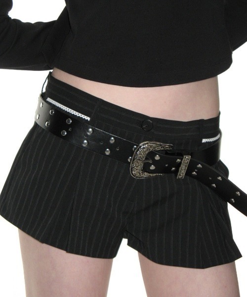 ★CRANK★LACE PLEATS MICRO PANTS_BLACK★正規品/韓国直送料込 CRANK（JACKALL） パンツ 「CRANK」LACE PLEATS MICRO PANTS