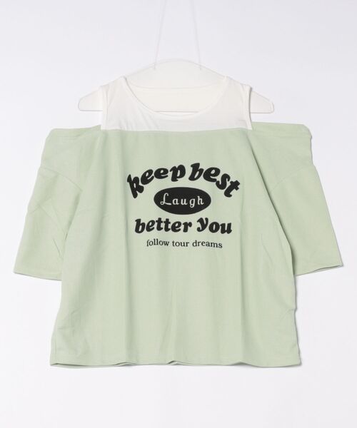 tシャツ オフショルロゴプリントトップス レディース SPIGA tシャツ オフショルロゴプリントトップス レディース