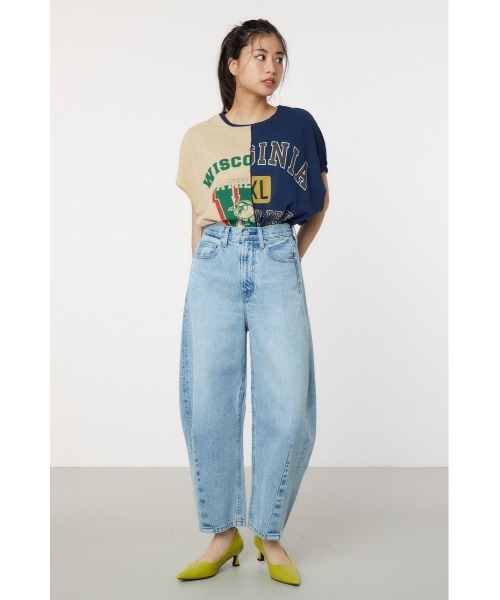 [RODEO CROWNS WIDE BOWL] обработка Denim брюки MEDIUM голубой женский 