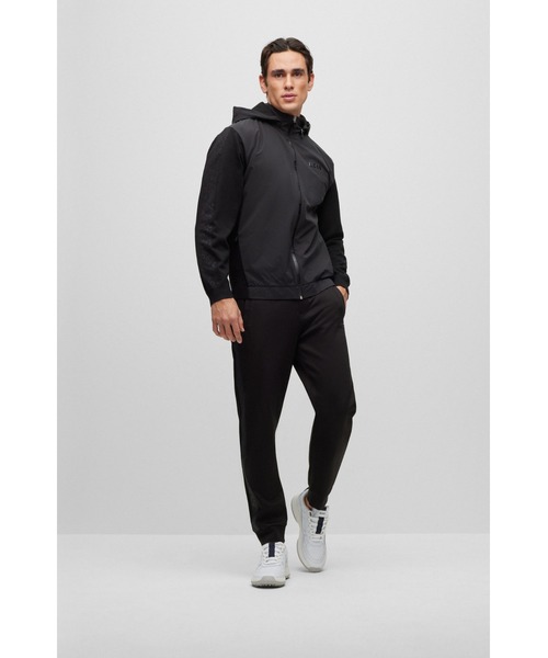 美品　ヒューゴボス　ジップアップパーカー　セットアップ　スウェット　S　ブラック 美品 HUGO BOSS ヒューゴボス HUGO ヒューゴ ワンポイントロゴ