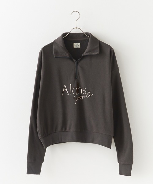 トレーナー スウェット ALOHA PEOPLE/アロハピープル ハーフZIPスウェット レディース