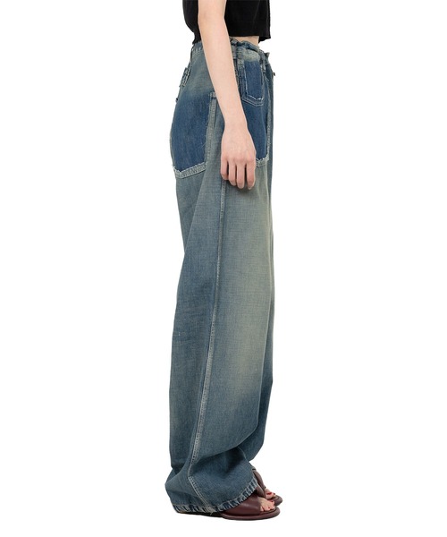 MIHARAYASUHIRO ハイウエストワイドデニムパンツ カットオフ　M MIHARAYASUHIRO ハイウエストワイドデニムパンツ カットオフ M