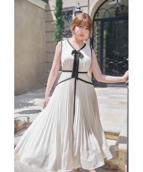 ワンピース herlipto Formentera Pleated Bicolor Dres Formentera Pleated Bicolor Dress
