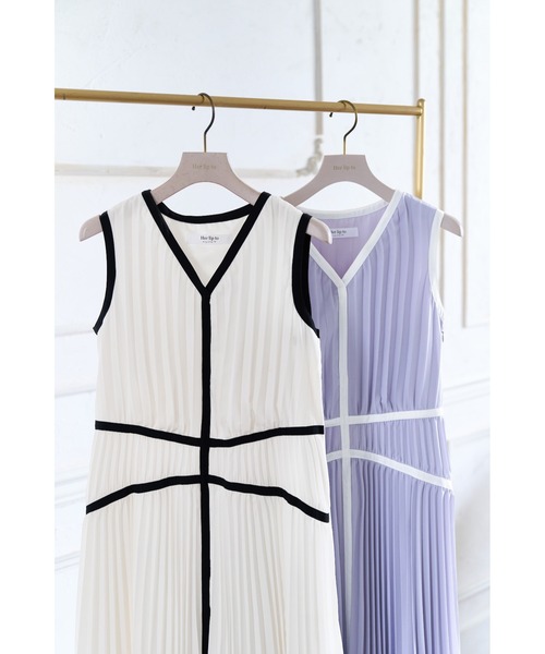 ワンピース herlipto Formentera Pleated Bicolor Dres Formentera Pleated Bicolor Dress