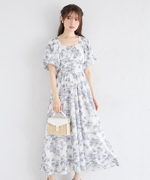 tocco closet 後ろビックリボン付きバルーンスリーブワンピース【新品】 後ろビックリボン付きバルーンスリーブワンピース