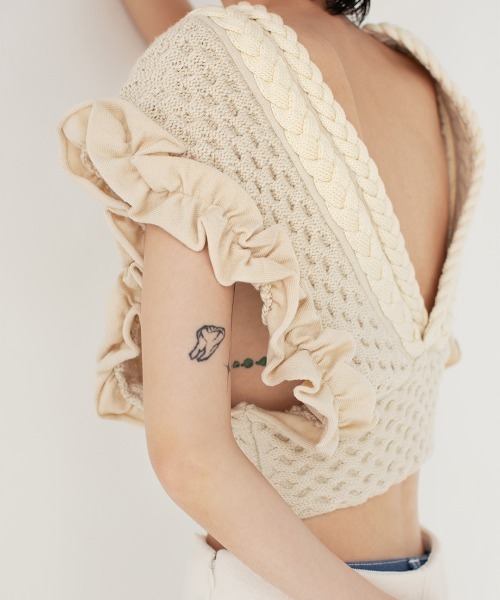 LEINWANDE ジレ leinwande ベスト ジレ Braids＆Frill Top レディース