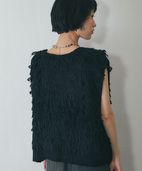 ベスト ジレ ループ編みフリンジベスト レディース : ZOZOTOWN Yahoo